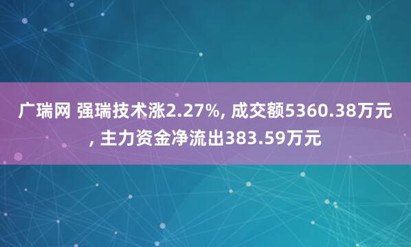 广瑞网 强瑞技术涨2.27%, 成交额5360.38万元, 主力资金净流出383.59万元