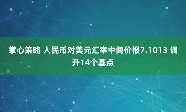 掌心策略 人民币对美元汇率中间价报7.1013 调升14个基点