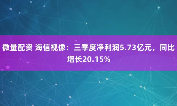 微量配资 海信视像：三季度净利润5.73亿元，同比增长20.15%